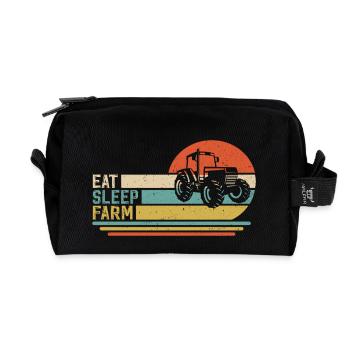 eat sleep farm - Recycelte Kulturtasche - Schwarz - Vorne