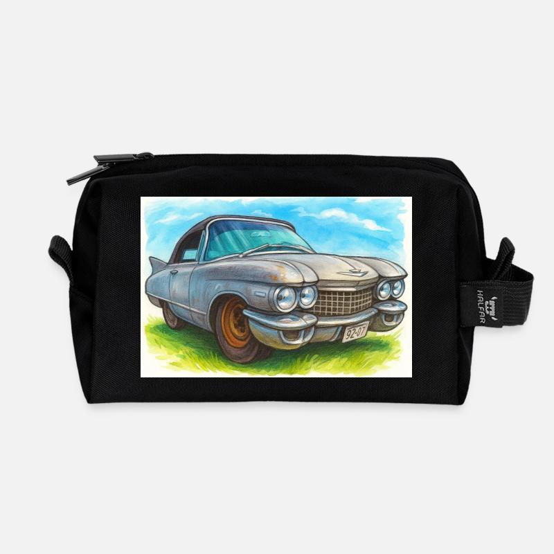 Retro Classic Cad -60 - Recycelte Kulturtasche - Schwarz