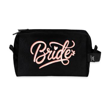 Bridal glitter font - Recycled Toiletry Zip Bag - black - Front