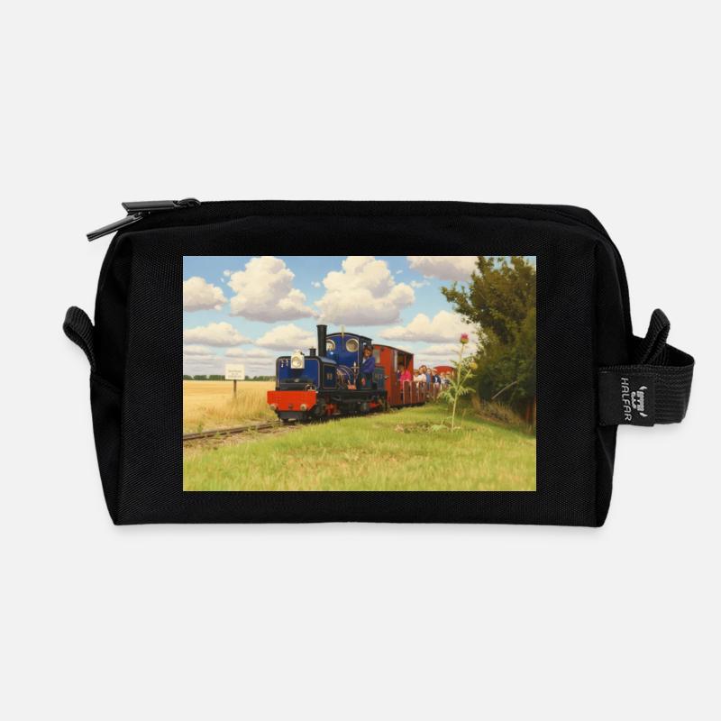 Miniatureisenbahn auf dem Land - Recycelte Kulturtasche - Schwarz