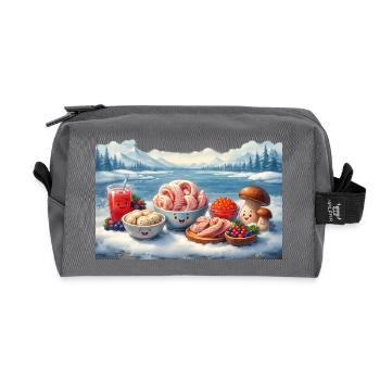 Plus au nord - Mors, Struganina, Pelmeni, Caviar, - Trousse de toilette en tissu recyclé - anthracite - Devant