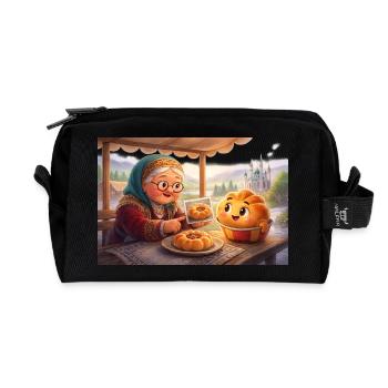 Tatar Babushka explains to the Russian Beljas - Recycled Toiletry Zip Bag - black - Front
