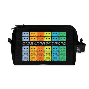 Mixtapes Forever Rainbow Cassettes - Recycled Toiletry Zip Bag - black - Front