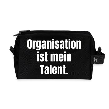 Organisation ist mein Talent Typografie - Recycelte Kulturtasche - Schwarz - Vorne