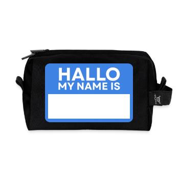 Bonjour Nom Bleu Badge - Trousse de toilette en tissu recyclé - noir - Devant