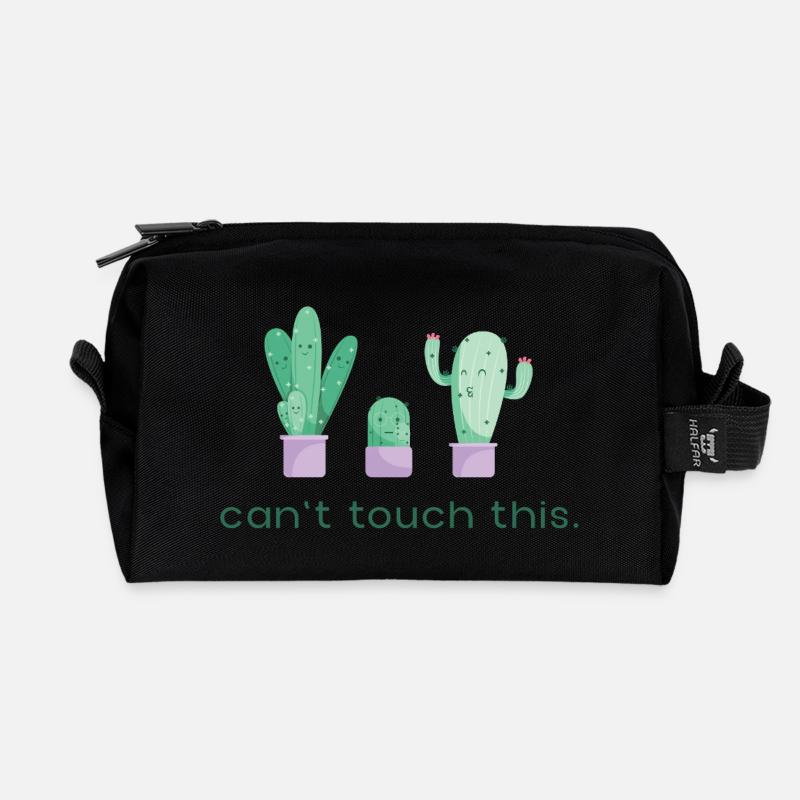 Can’t Touch This Kaktus Lustiger Spruch - Recycelte Kulturtasche - Schwarz
