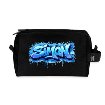 Graffiti SIMON Name Gift Ideal Printable - Recycled Toiletry Zip Bag - black - Front