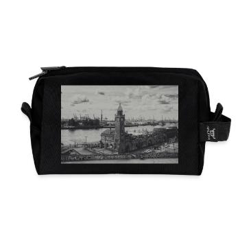 Port of Hamburg Gauge Tower retro - Recycled Toiletry Zip Bag - black - Front