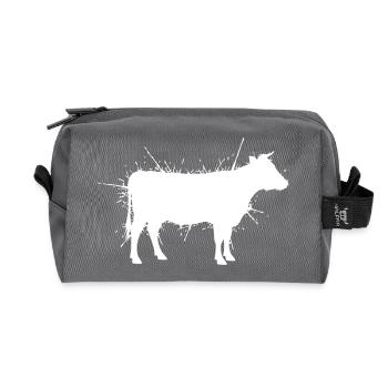 Cow Silhouette Grunge Splash Vector - Recycled Toiletry Zip Bag - anthracite - Front