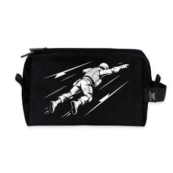 Astronaute en vol dans l'espace - Trousse de toilette en tissu recyclé - noir - Devant
