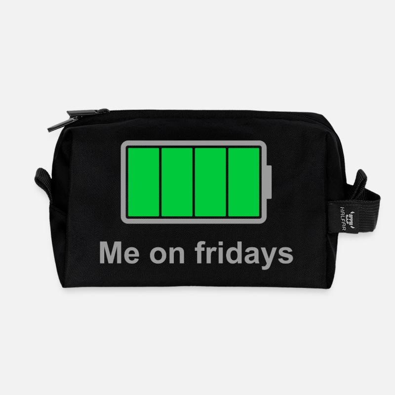 Full Battery Fridays - Recycelte Kulturtasche - Schwarz