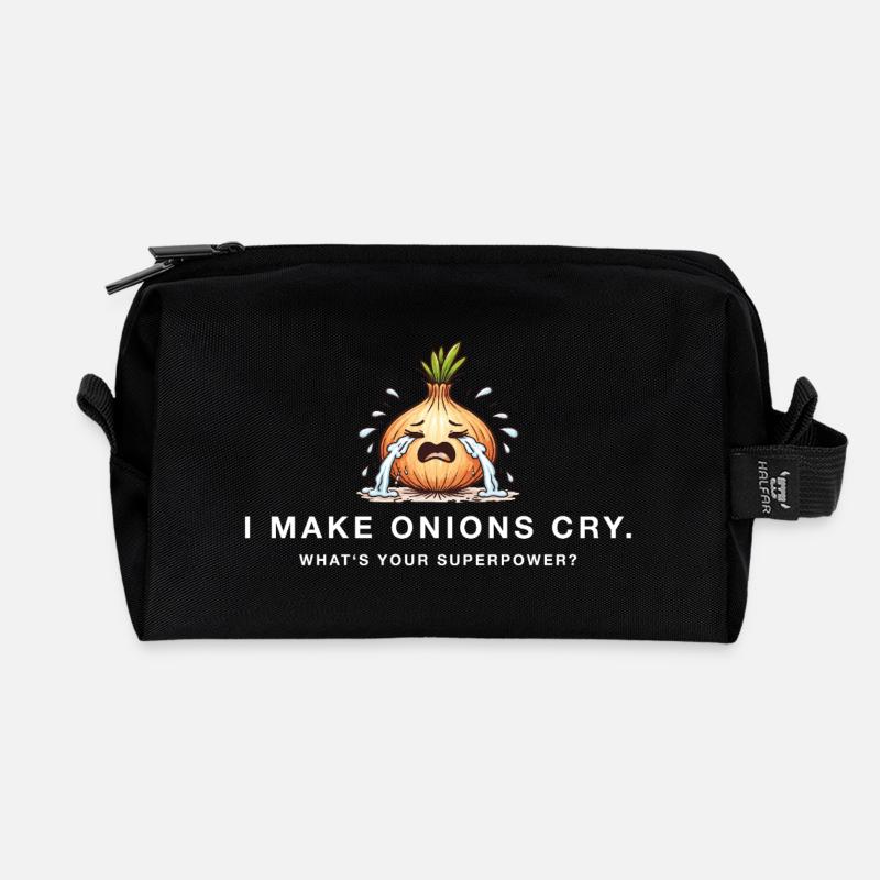 I make onions cry – Lustiger Superpower Spruch - Recycelte Kulturtasche - Schwarz