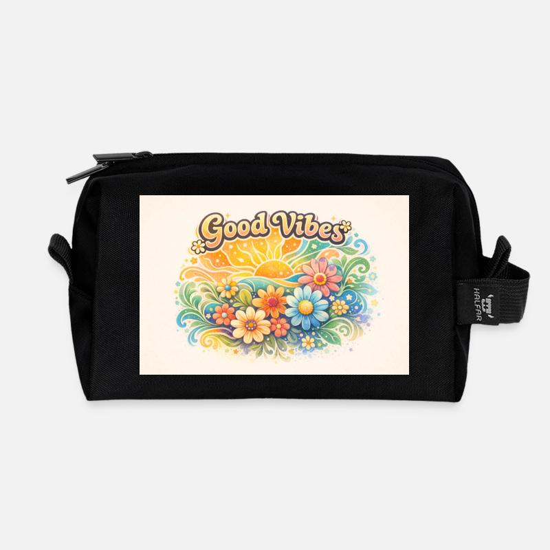 Good_vibes_70er - Trousse de toilette en tissu recyclé - noir