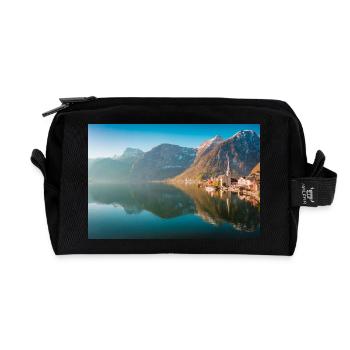 Hallstätter See im Sonnenaufgang - Recycelte Kulturtasche - Schwarz - Vorne