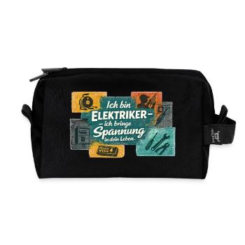 I'm an electrician Excitement in life - Recycled Toiletry Zip Bag - black - Front