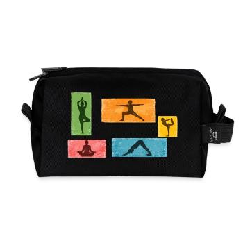 Colorful Yoga Silhouettes - Recycled Toiletry Zip Bag - black - Front
