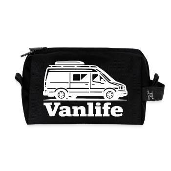Vanlife Silhouette Minimalist Black Shirt - Recycelte Kulturtasche - Schwarz - Vorne