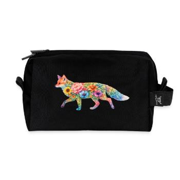 Fleurs en forme d’aquarelle en forme de renards - Trousse de toilette en tissu recyclé - noir - Devant