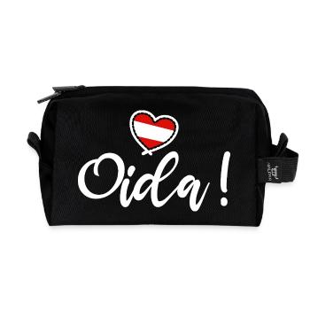 Oida! Österreich Herz I love Austria Dialekt Munda - Recycelte Kulturtasche - Schwarz - Vorne