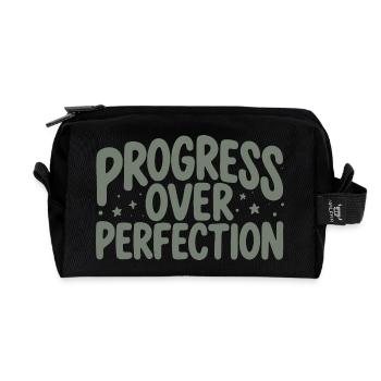 Fortschritt zählt | Motivation - Recycelte Kulturtasche - Schwarz - Vorne