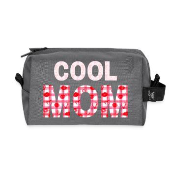 Heart Plaid Mom Statement - Recycled Toiletry Zip Bag - anthracite - Front