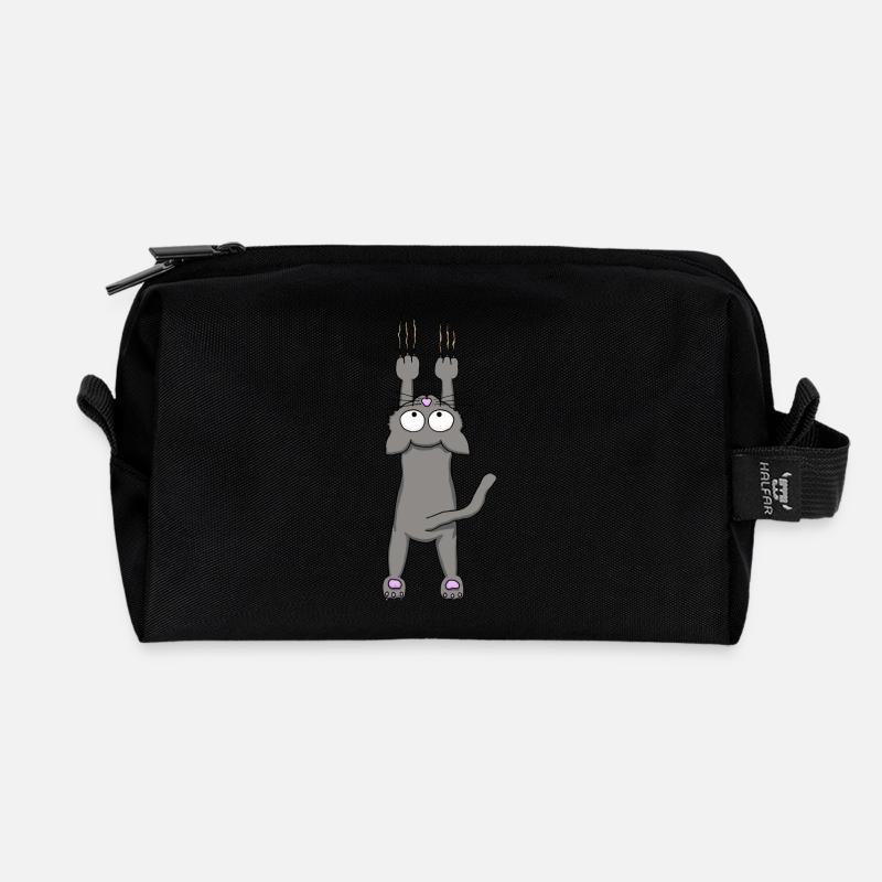 Graue Katze - Recycelte Kulturtasche - Schwarz