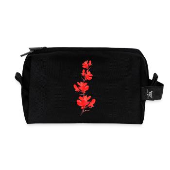 Blumenrohr rote Blumen - Recycelte Kulturtasche - Schwarz - Vorne