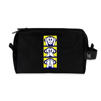 3 Wise Monkeys Hear Nothing Say See Monkey Fun - Recycled Toiletry Zip Bag - black - Front