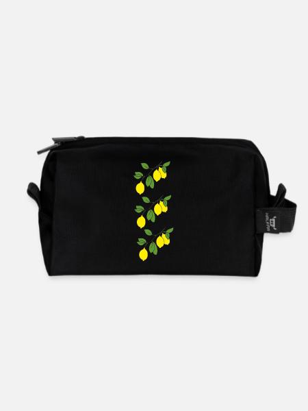 Lemon Sprigs Triple - Recycled Toiletry Zip Bag - black