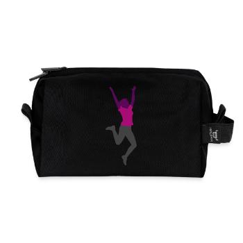Femme sautant - Trousse de toilette en tissu recyclé - noir - Devant