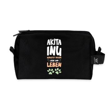 Akita Inu Paws Love Design - Recycled Toiletry Zip Bag - black - Front