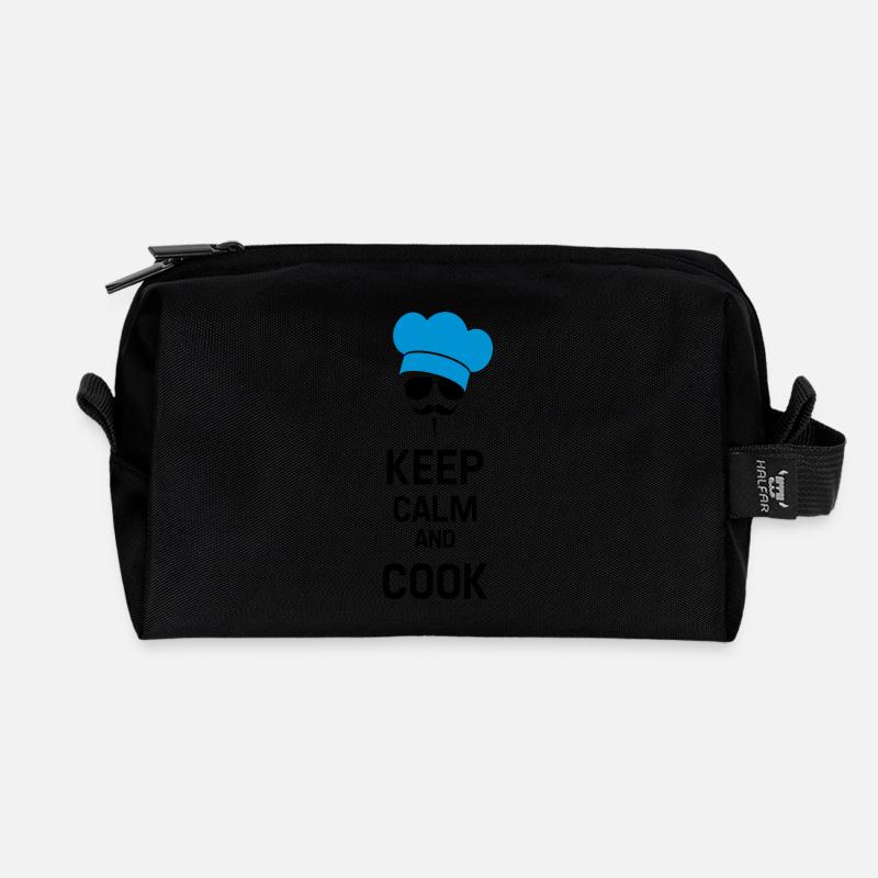 Cook with Moustache - Recycled Toiletry Zip Bag - black