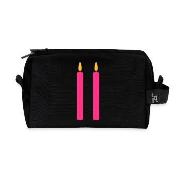 2 Candles / / two / / Second Birthday / / second - Recycled Toiletry Zip Bag - black - Front