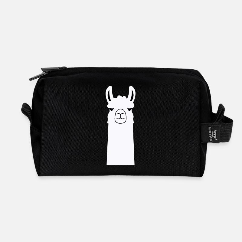 Adorable Cartoon Llama - Recycled Toiletry Zip Bag - black