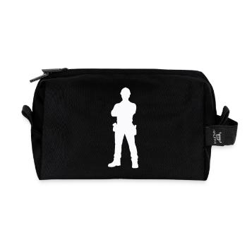 Construction Worker Construction Silhouette - Recycled Toiletry Zip Bag - black - Front