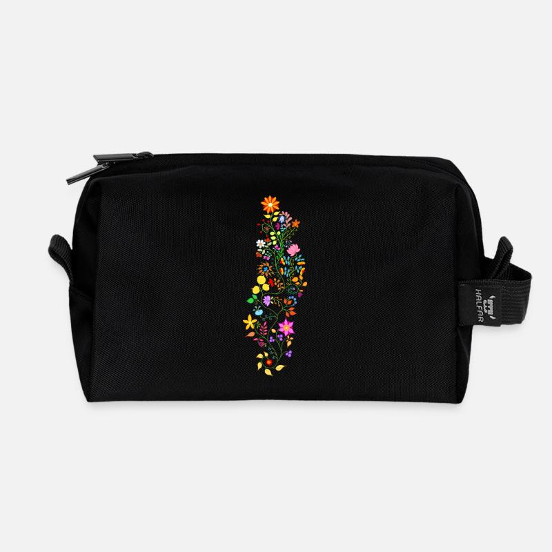 Blumenranke - Recycelte Kulturtasche - Schwarz