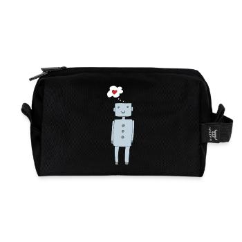 Futuristic Heart's Desire Cartoon - Recycled Toiletry Zip Bag - black - Front