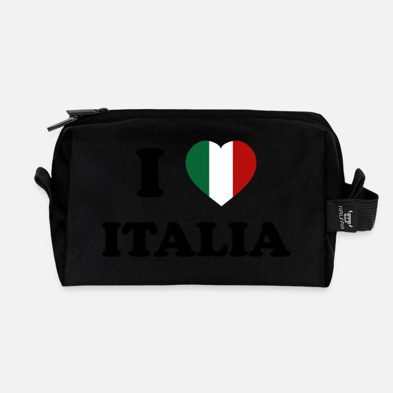 I LOVE ITALY - Recycelte Kulturtasche - Schwarz