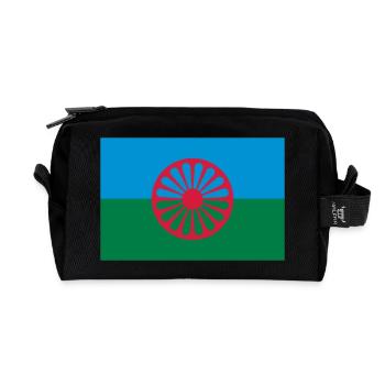 Drapeaux des Roms (V) - Trousse de toilette en tissu recyclé - noir - Devant