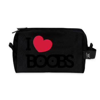 I love boobs - Recycled Toiletry Zip Bag - black - Front