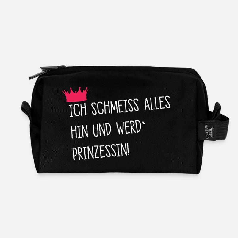 Ich schmeiss alles hin werd prinzessin spruch schu - Recycelte Kulturtasche - Schwarz
