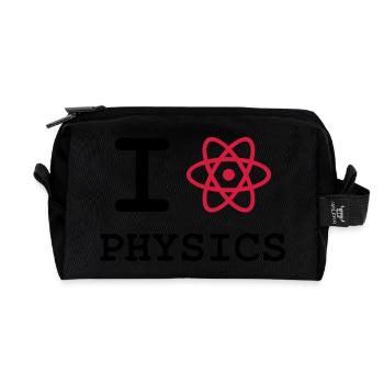 I Love Physics ! - Recycled Toiletry Zip Bag - black - Front
