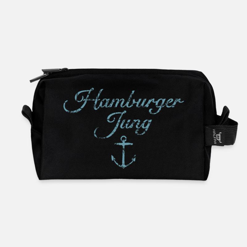Hamburger Jung (Vintage Hellblau) Hamburg Anker - Recycelte Kulturtasche - Schwarz