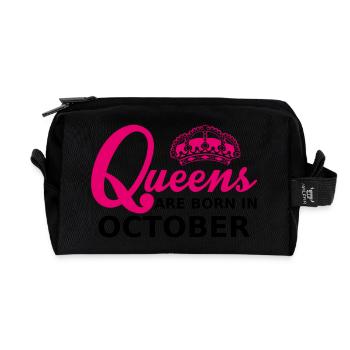 queens are born in october - Recycled Toiletry Zip Bag - black - Front