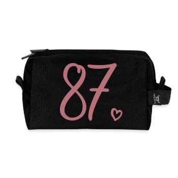 Cute Number 87, 87 Years Old, 87th Birthday Gift - Recycled Toiletry Zip Bag - black - Front