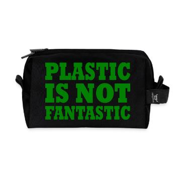 Plastic is not fantastic - Recycelte Kulturtasche - Schwarz - Vorne