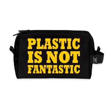 Plastic is not fantastic - Recycelte Kulturtasche - Schwarz - Vorne