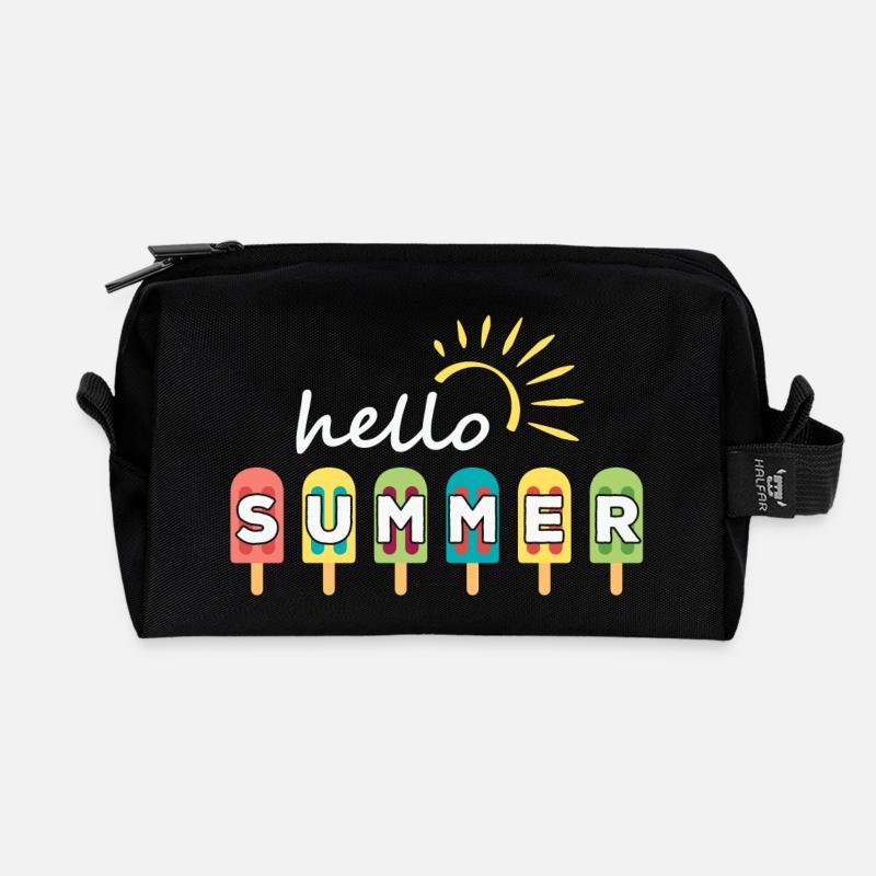 summer, hello summer, summer holidays - Recycled Toiletry Zip Bag - black