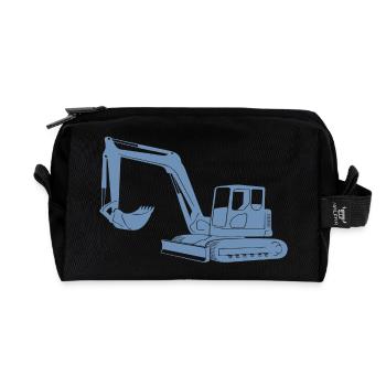Excavator Driver Silhouette - Construction Equipment Operator - Recycled Toiletry Zip Bag - black - Front