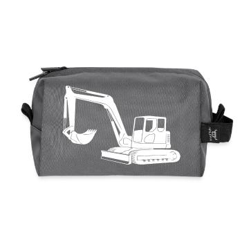 Excavator Driver Silhouette - Construction Equipment Operator - Recycled Toiletry Zip Bag - anthracite - Front